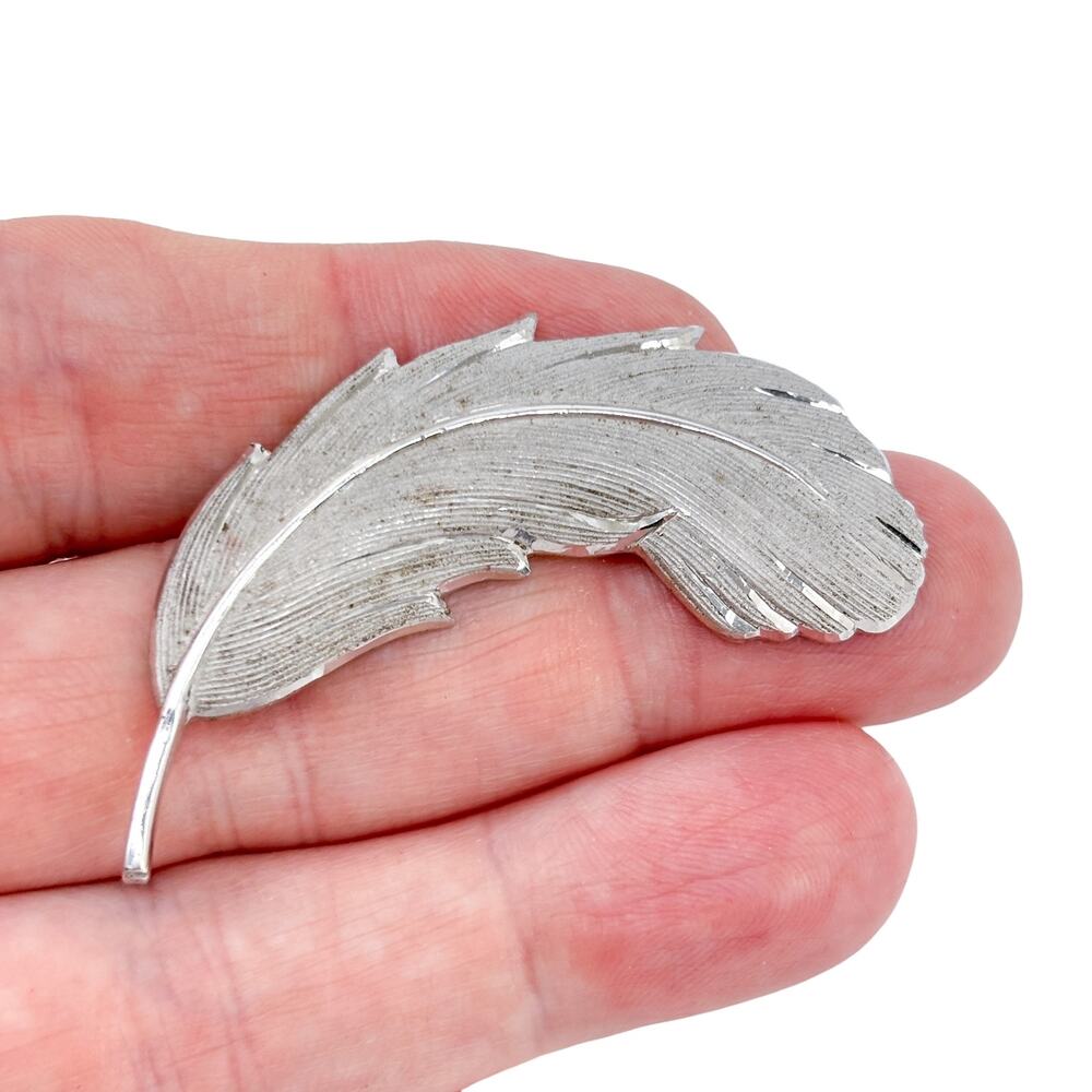 Vintage Sterling Silver 925 Feather Brooch Pin